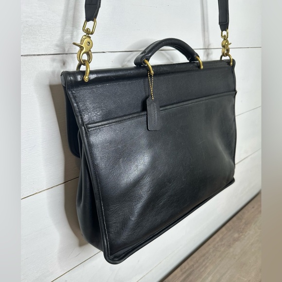 90's Vintage Coach 5266 Beekman Black Leather Briefcase,Messenger Bag + hang tag - Picture 10 of 16